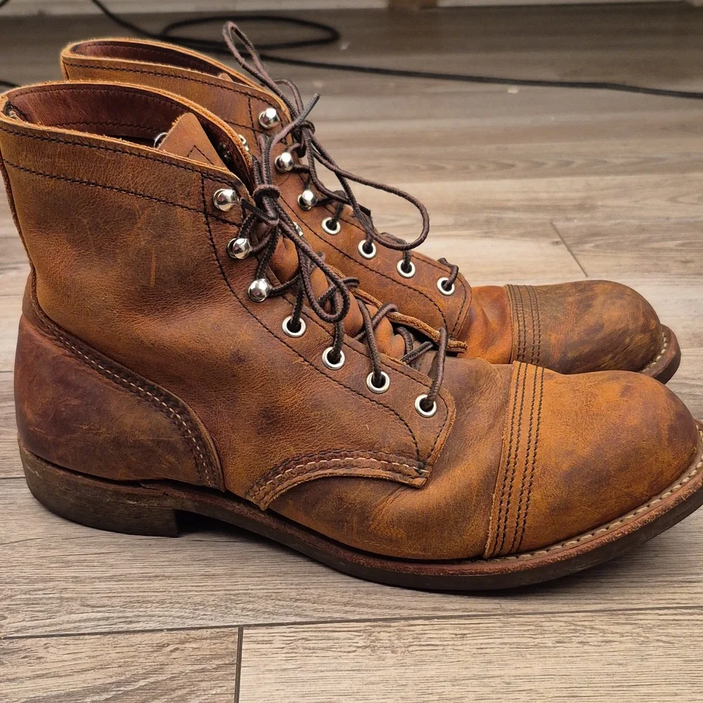 RED WING Iron Ranger 8085 Copper Brown Leather Sz 10.5 D Mens Lace Up Work Boots